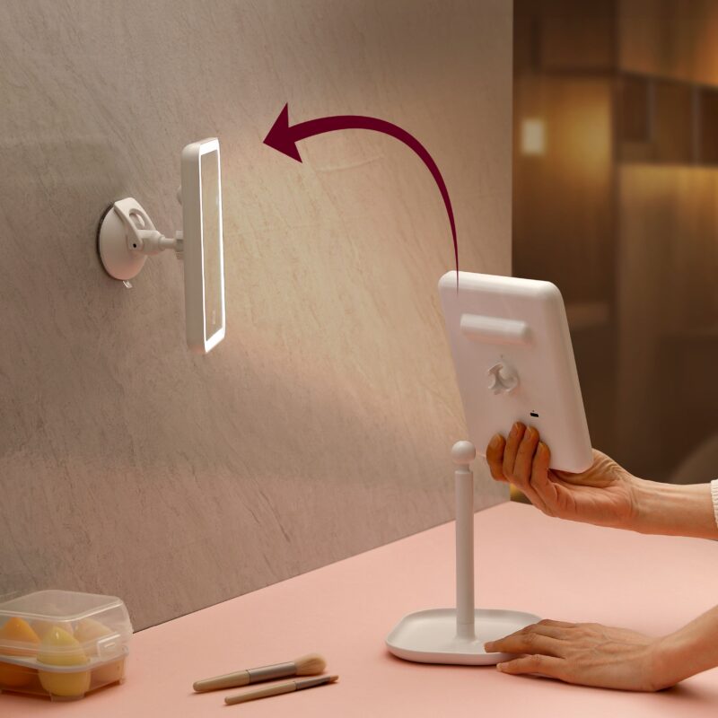 KW033S A+B Rectangle LED Desktop Mirror combine LED Suction sucker mirror 2 in 1