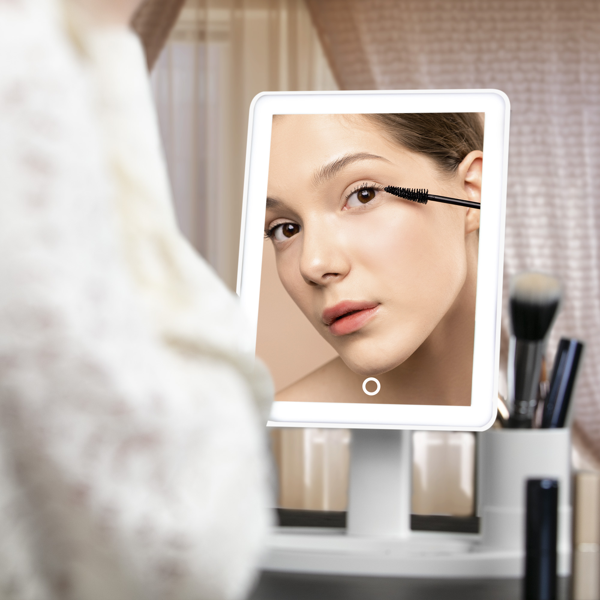 KW033-D 37 led lights desktop mirror with storage base - 图片 5