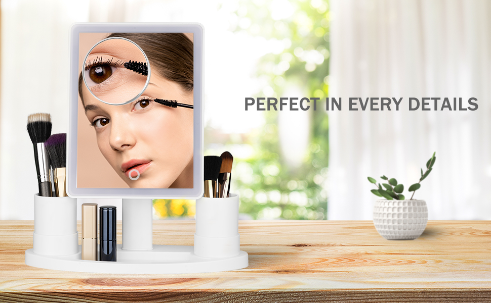KW033-D 37 led lights desktop mirror with storage base - 图片 6