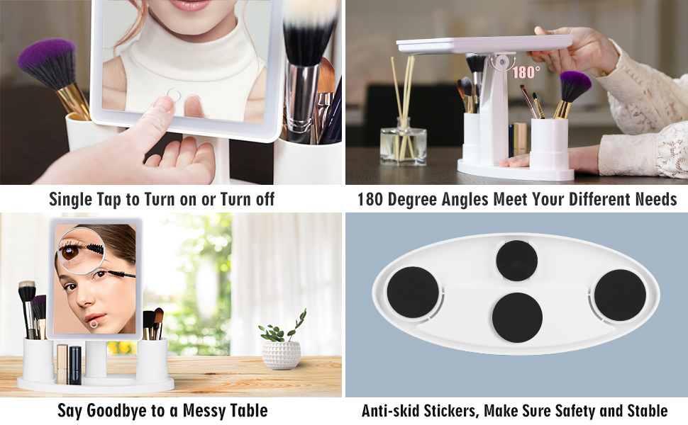 KW033-D 37 led lights desktop mirror with storage base - 图片 7