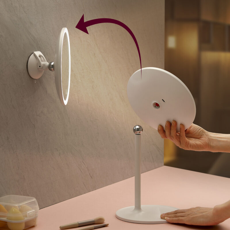 KW038A+B LED Desktop Mirror combine LED Suction Sucker mirror 2 in 1