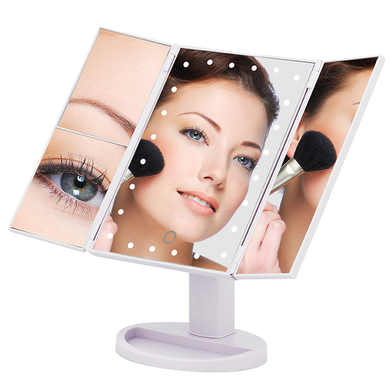 KW034B 24 led lights desktop Tri-fold mirror