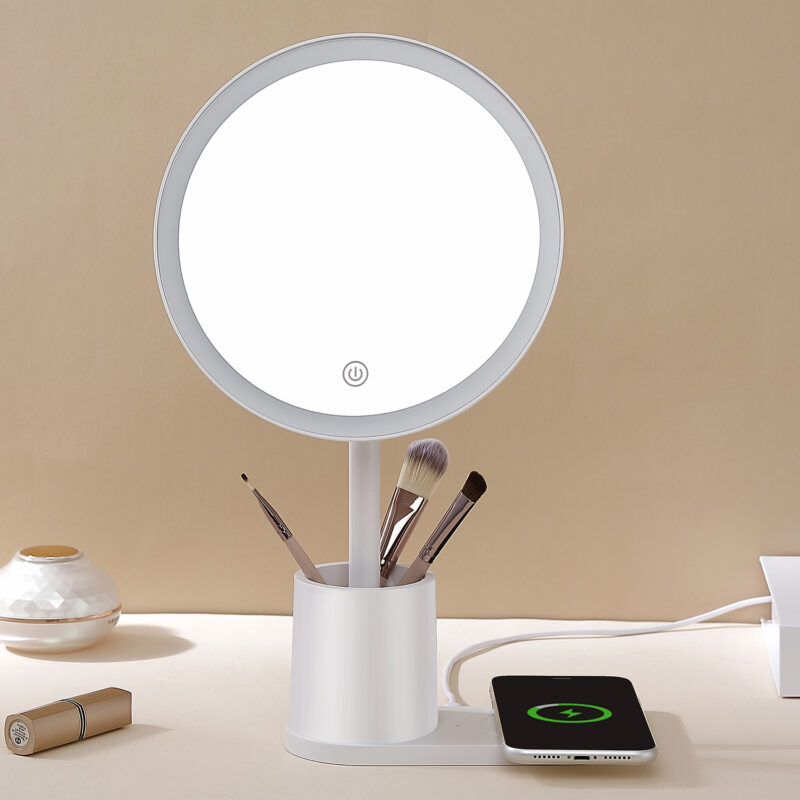 Round Makeup Mirror with wireless charging Base KW022 XL
