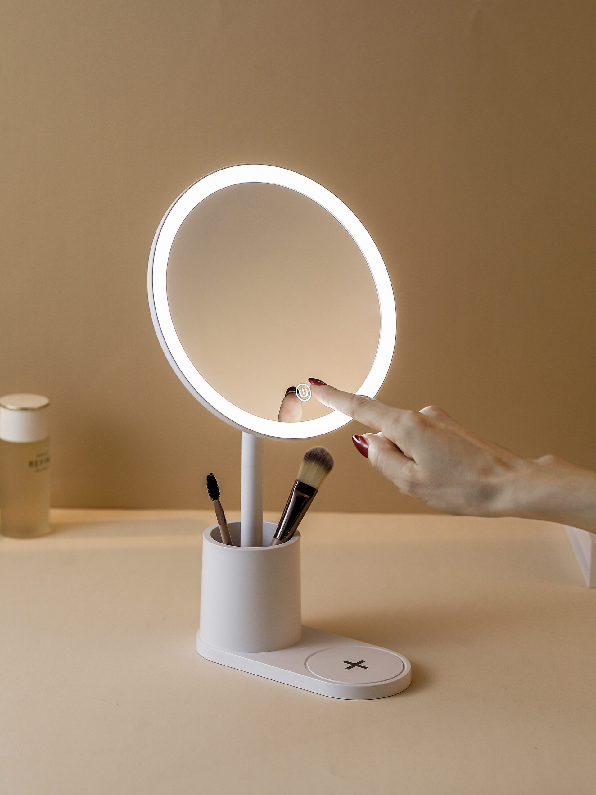 Round Makeup Mirror with wireless charging Base KW022 XL - 图片 3