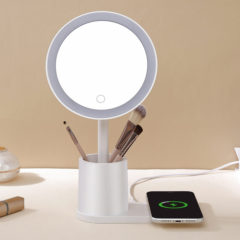 Round Makeup Mirror with wireless charging Base KW022S