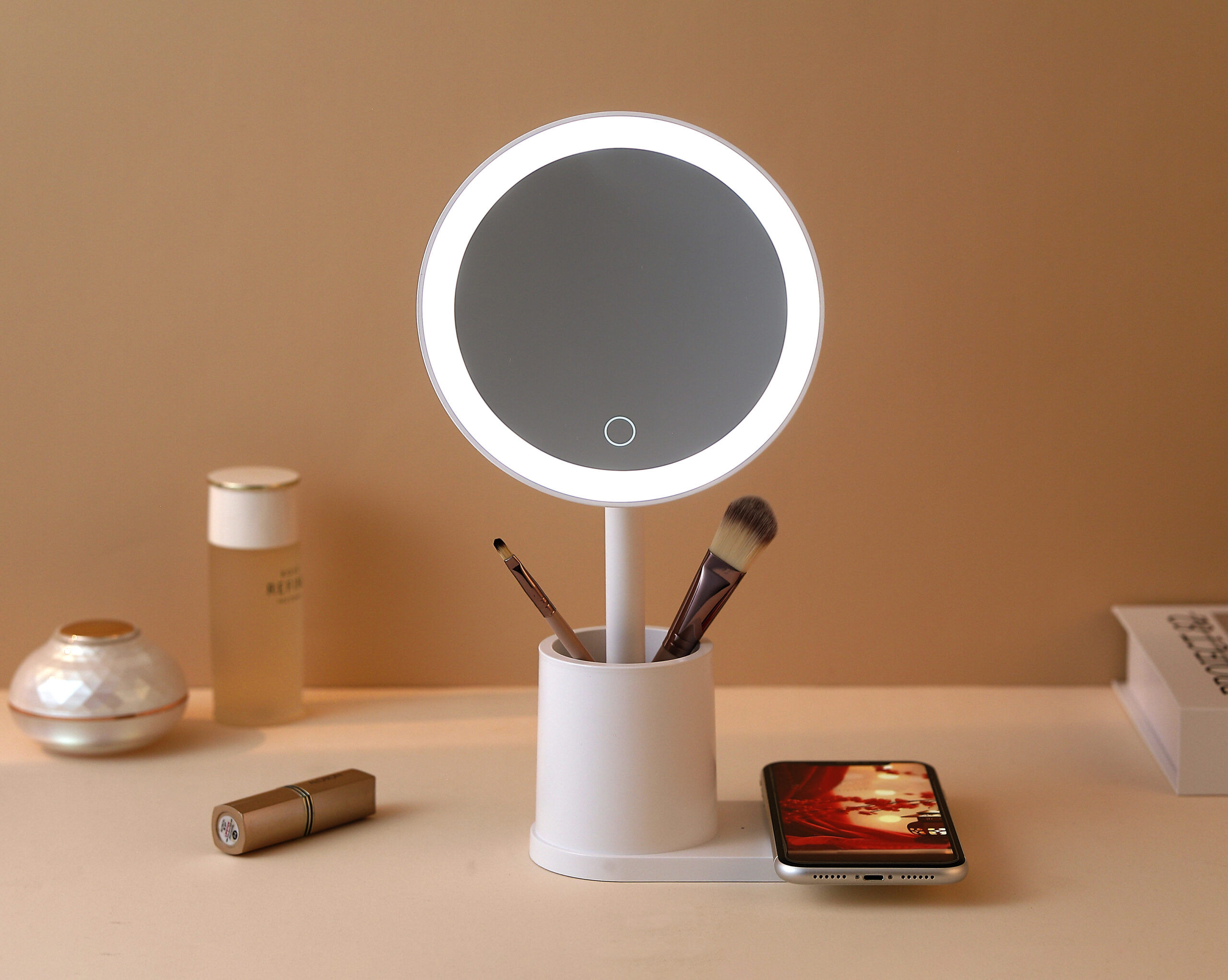 Round Makeup Mirror with wireless charging Base KW022S - 图片 2