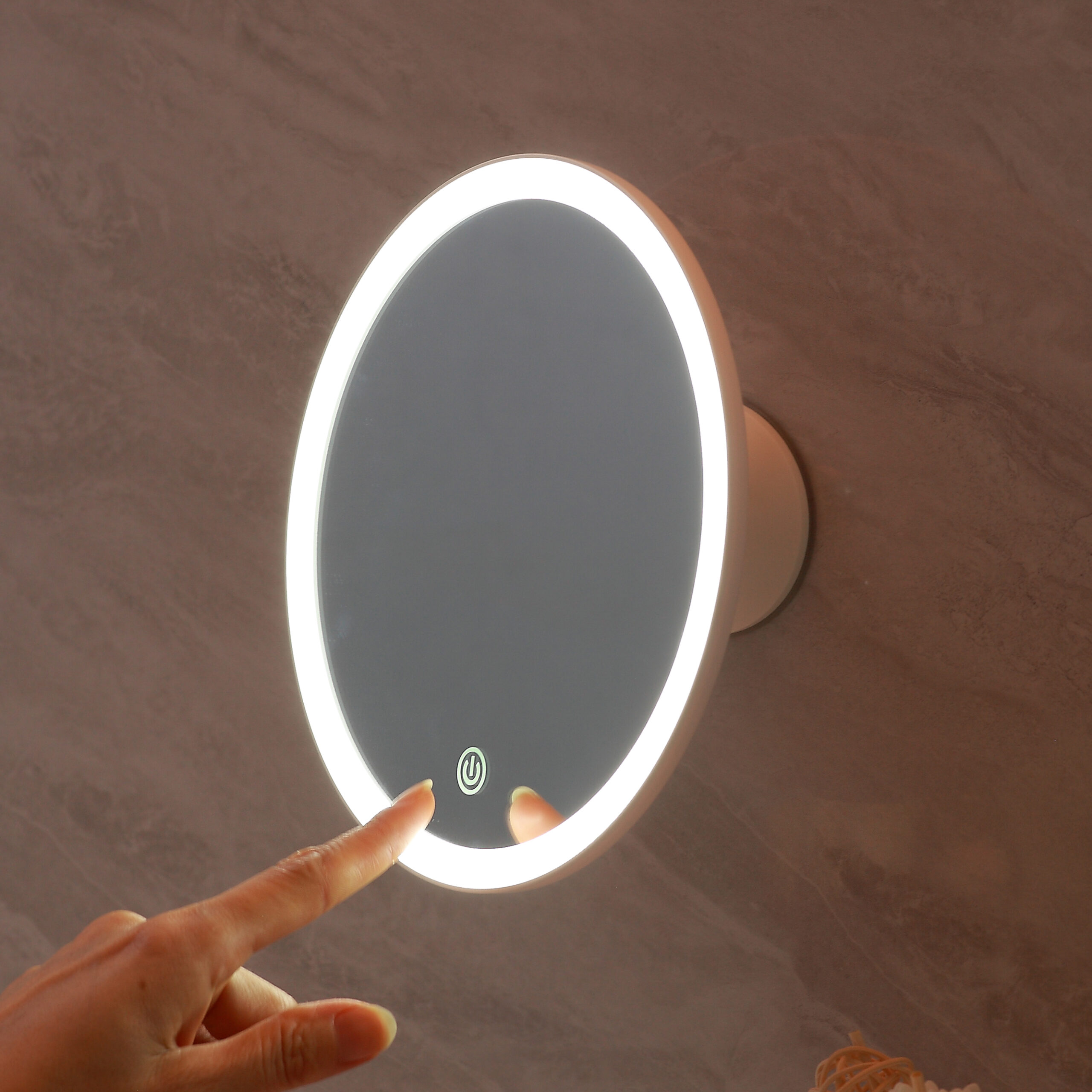 KW038A+B LED Desktop Mirror combine LED Suction Sucker mirror 2 in 1 - 图片 2